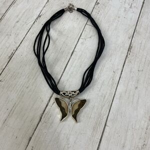 Sterling Silver 2 Sided Real Butterfly Wings Pendant Necklace Harmony W/Nature